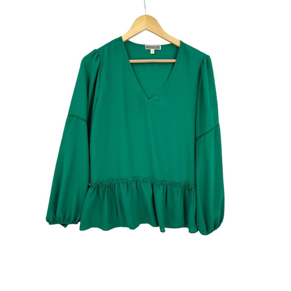 Pleione Ruffled Crochet Blouse Top Shirt Coquette Office Siren Corpcore‎ Size L